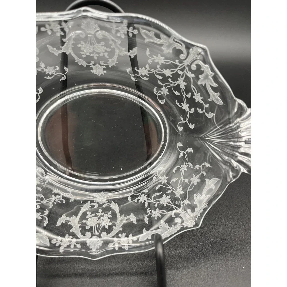 Fostoria Baroque Shape Sauce Bowl Meadow Rose Crystal